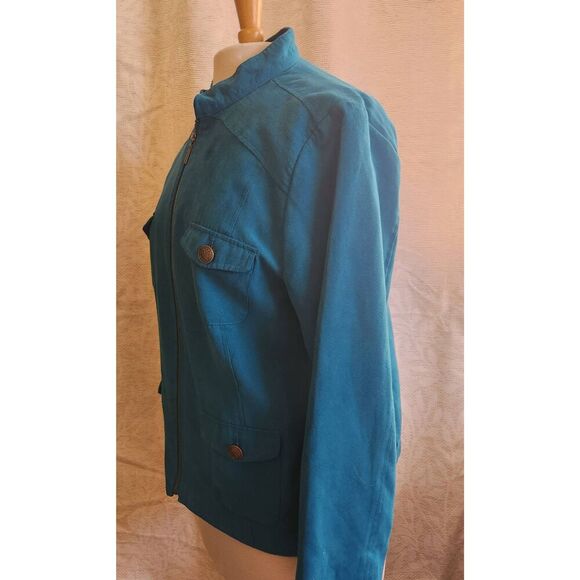 J9  Studio Works petite dressy turquois zip up utility Jacket - Picture 9 of 9